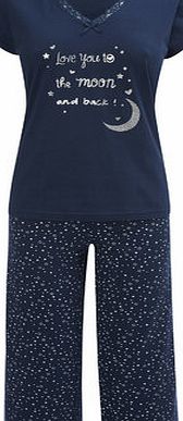 Bhs Navy Ladies To The Moon Pyjama Set, navy 735050249