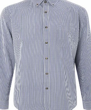 Bhs Navy Mini Checked Shirt, Blue BR51C18FBLU