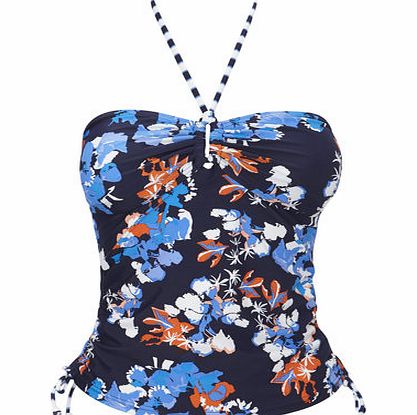 Bhs Navy Multi Beach Floral Bandeau Tankini, navy