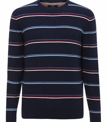 Navy Multistripe Cotton Jumper, Blue BR53B05FNVY