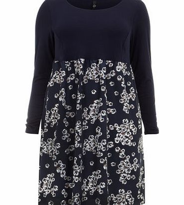 Bhs Navy Pansy Print Hem Dress, navy 12610840249