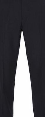 Bhs Navy Pindot Tailored Fit Flat Front Trousers,