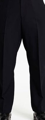 Bhs Navy Sharkskin Regular Fit Flat Front Trousers,