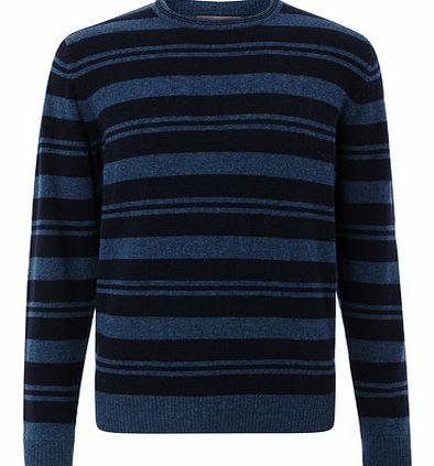 Navy Stripe Lambswool Jumper, Blue BR53F04FNVY