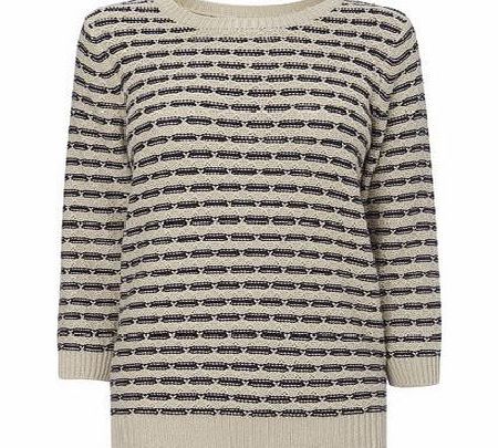 Bhs Navy Stripe Stitch Jumper, navy multi 588015606