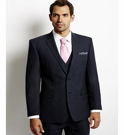 Bhs Navy Tailored Wool Blend 3 Piece Suit Jacekt,