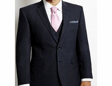 Bhs Navy Tailored Wool Blend 3 Piece Suit Jacket,