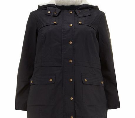 Bhs Navy Waxed Hooded Parka Coat, navy 12612800249