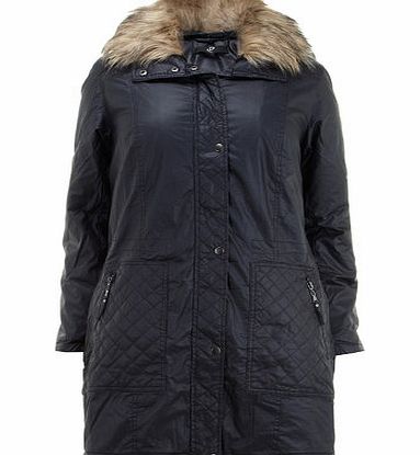 Bhs Navy Waxed Parka Coat, navy 12613500249