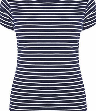 Bhs Navy/White Short Sleeve Stripe Slash Top,