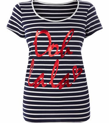 Navy/white Striped Short Sleeve Oh La La Front