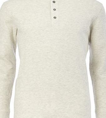 Bhs Oatmeal Cream Long Sleeve Grandad Neckline Top,