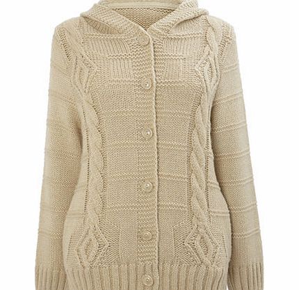 Bhs Oatmeal Hooded Cable Cardigan, oatmeal 587876234