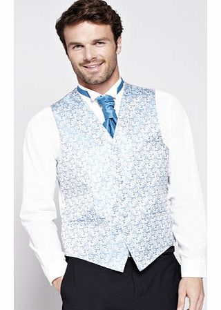 Bhs Ocean Paisley Wedding Waistcoat, Green BR66W10EGRN