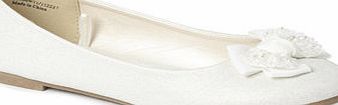 Bhs Older Girls Ivory Jewelled Ballet Pumps, ivory