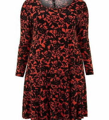 Bhs Orange Print Skater Dress, orange 12612154796