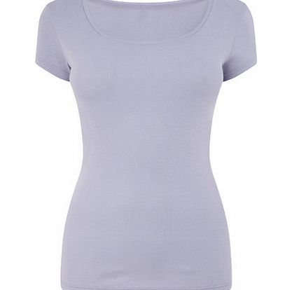 Bhs Orchid Purple Short Sleeve Scoop Neck Top,