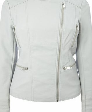 Bhs Pale Grey Faux Leather Jacket, pale grey