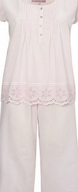 Bhs Pale Pink Cotton Embroidery Crop Pyjama, pale