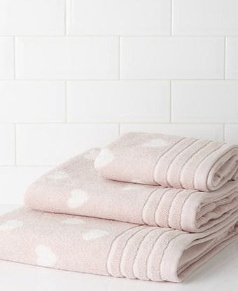 Bhs Pale Pink Polka Hearts Bath Sheet, pale pink