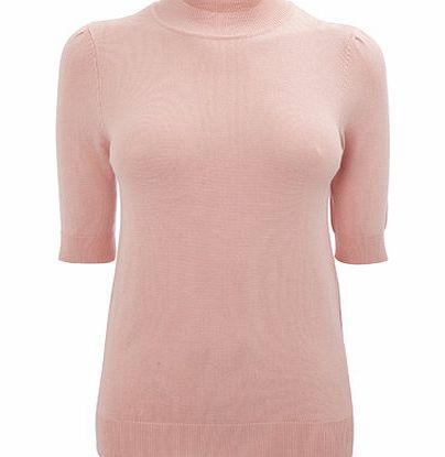 Bhs Peach Short Sleeve Turtle Neck Jumper, peach