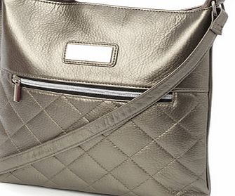 Bhs Pewter Quilted Plate Cross Body Bag, pewter