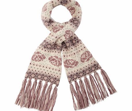 Bhs Pink Rose Fairisle Scarf, pink 6610100528