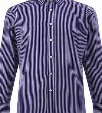 Bhs Purple Bold Stripe Point Collar Shirt, Purple.