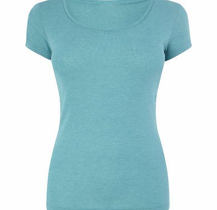 Bhs Sea Green Short Sleeve Scoop Neck Top, sea green