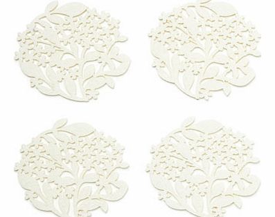 Bhs Set of four vintage felt cutour coasters, cream