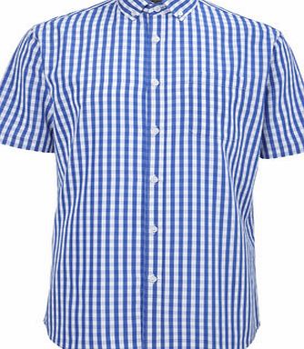 Bhs Short Sleeve Blue Check Shirt, Blue BR51S15GBLU