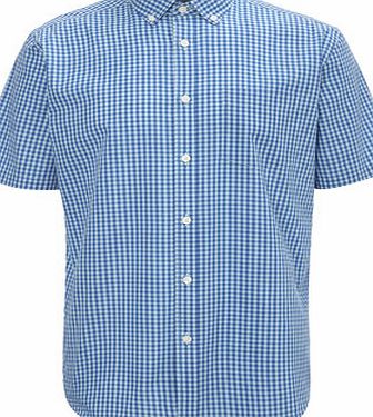 Bhs Short Sleeve Blue Checked Shirt, Blue BR51V04GBLU