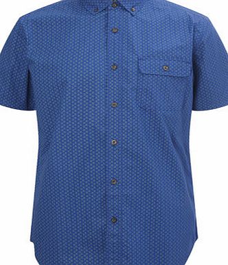 Bhs Short Sleeve Leaf Print Shirt, Blue BR51T04GBLU