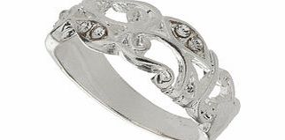 Bhs Silver Filigree Band Ring, crystal 12171380240