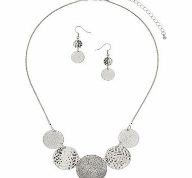 Bhs Silver Textured Circle Jewellery Set, silver