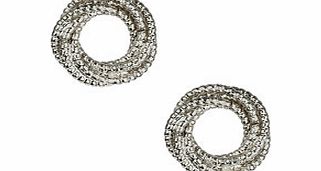 Bhs Silver Textured Circle Stud Earrings, silver