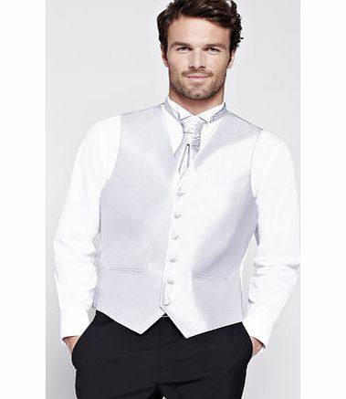 Bhs Silver Twill Wedding Waistcoat, Grey BR66W11GGRY