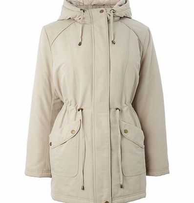 Bhs Stone Padded Coat with Detachable Hood, stone