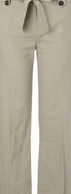 Bhs Stone Petie Linen Blend Straight Leg Trouser,