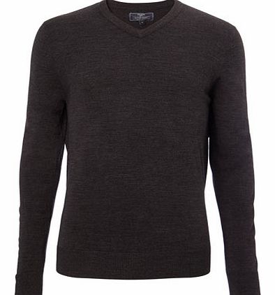 Supersoft V Neck Charcoal Marl Jumper, Grey