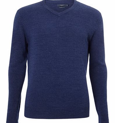 Supersoft V Neck Jumper Blue, Blue BR53A04DBLU