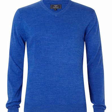 Supersoft V Neck Jumper, Blue BR53A02EBLU