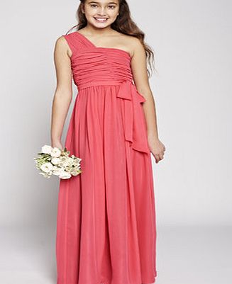 Bhs Teen Sorbet Pink One Shoulder Bridesmaid Dress,