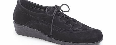 Bhs TLC Black Scratch Wedge Lace Up Shoes, black