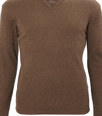 Bhs Trait Brown Long Sleeve Rib Top, Brown BR54R05FBRN