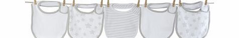 Bhs Unisex 5 Pack Little Essentials Bibs, white