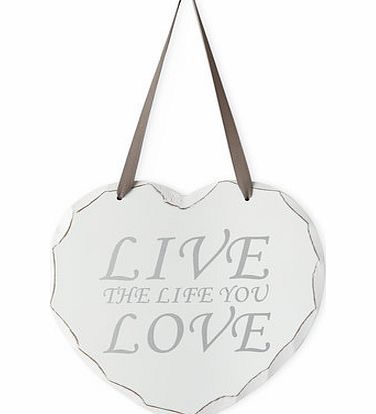 Bhs White hanging heart - Live the life you love,