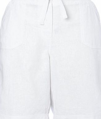 Bhs White Linen Blend Knee Shorts, white 2207750001