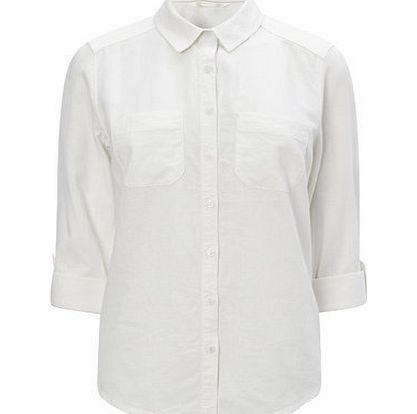 Bhs White Linen Blend Shirt, white 3391600001