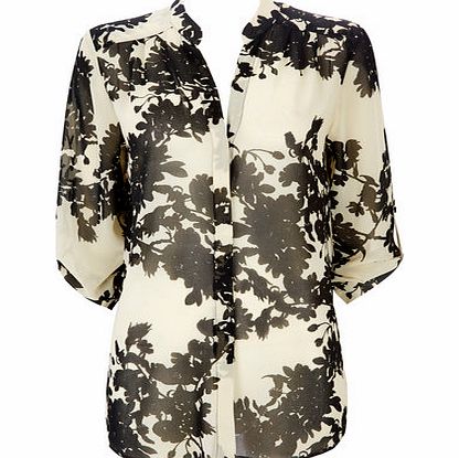 Womens Black and White Blossom Shirt, black